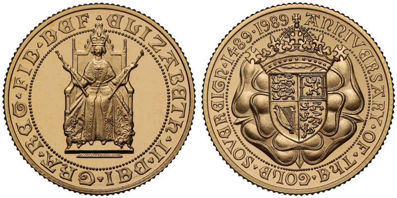 PF69 UCAM | Elizabeth II (1952 -), gold proof Sovereign, 1989, struck for the 50...