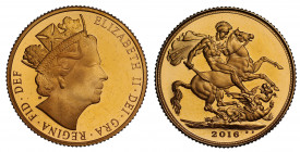 PF67 UCAM | Elizabeth II (1952 -), gold proof Sovereign, 2016, one year portrait to celebrate the 90th birthday of H.M. the Queen, crowned head right,...