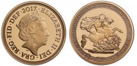PF70 UCAM | Elizabeth II (1952 -), gold proof Half Sovereign, 2017, struck for the 200th anniversary of the Sovereign, crowned head right, JC initials...
