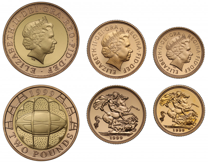 PF69-70 UCAM | Elizabeth II (1952 -), gold 3-coin proof set, 1999, Two Pounds, S...
