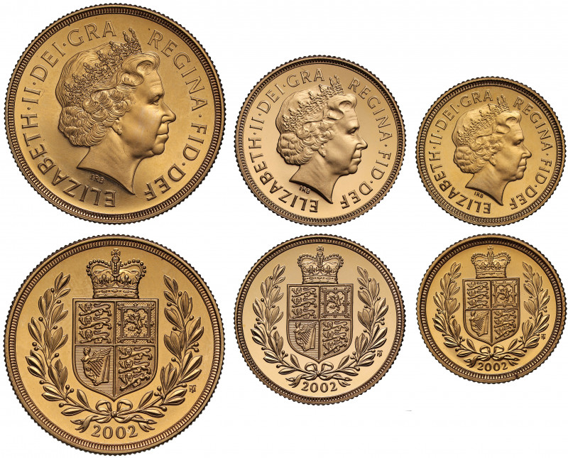 PF67-68 UCAM | Elizabeth II (1952 -), gold 3-coin proof set, 2002, Two Pounds, S...