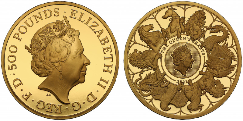 Elizabeth II (1952 -), gold proof Ten Ounce of Five Hundred Pounds, 2021, 10 Oun...