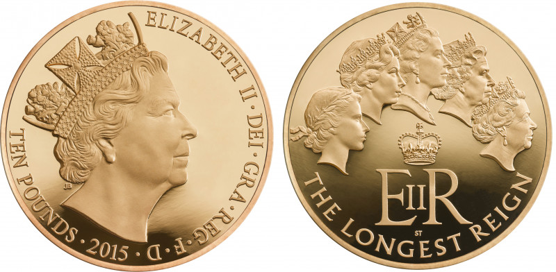 PF70 UCAM | Elizabeth II (1952 -), gold proof Five Ounce of Ten Pounds, 2015, 5 ...