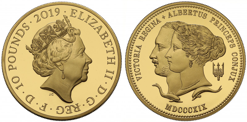 Elizabeth II (1952 -), gold proof Five Ounce of Ten Pounds, 2019, 5 Ounces of 99...