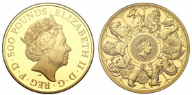 PF70 UCAM FR | Elizabeth II (1952 -), gold proof Five Ounce of Five Hundred Pounds, 2021, 5 Ounces of 999.9 fine gold, struck as final ‘Completer’ coi...