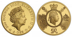 PF70 UCAM FDOI | Elizabeth II (1952 -), gold proof Two Ounce of Two Hundred Pounds, 2020, 2 Ounces of 999.9 fine gold, struck to commemorate the 200th...