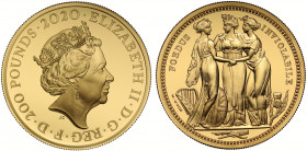 PF70 UCAM FDOI | Elizabeth II (1952 -), gold proof Two Ounce of Two Hundred Pounds, 2020, 2 Ounces of 999.9 fine gold, from the Great Engravers series...