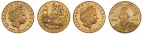 PF66-69 UCAM | Elizabeth II (1952 -), pair of gold proof Five Pounds, 2005, struck to commemorate the 200th anniversary of the Battle of Trafalgar and...