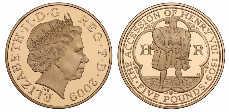 PF70 UCAM | Elizabeth II (1952 -), gold proof Five Pounds, 2009, struck to comme...