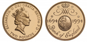 PF70 UCAM | Elizabeth II (1952 -), gold proof Two Pounds, 1994, struck to commemorate the 300th anniversary of the Bank of England, crowned bust right...