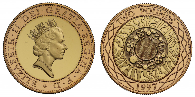 PF69 UCAM | Elizabeth II (1952 -), gold proof Two Pounds, 1997, crowned bust rig...
