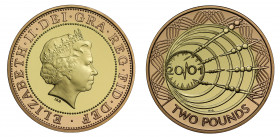 PF69 UCAM | Elizabeth II (1952 -), gold proof Two Pounds, 2001, struck to commemorate the 100th anniversary of Marconi’s first wireless transmission a...