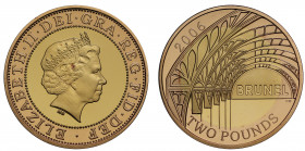 PF69 UCAM | Elizabeth II (1952 -), gold proof Two Pounds, 2006, struck to celebrate the 200th anniversary of the birth of engineer Isambard Brunel, cr...
