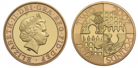 PF69 UCAM | Elizabeth II (1952 -), gold proof Two Pounds, 2007, struck for the 300th anniversary of the Act of Union between Scotland and England, cro...