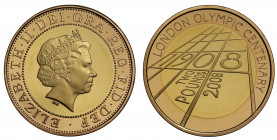 PF68 UCAM | Elizabeth II (1952 -), gold proof Two Pounds, 2008, struck for the centenary of the 1908 London Olympic Games, crowned head right, IRB ini...