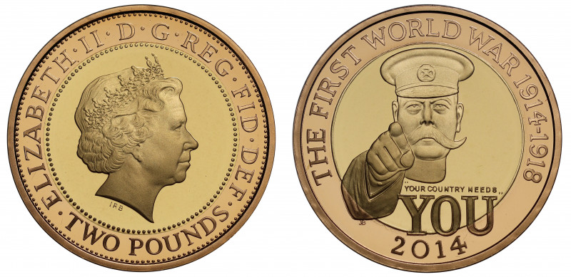 PF70 UCAM | Elizabeth II (1952 -), gold proof Two Pounds, 2014, struck for the c...