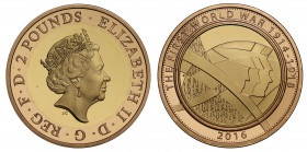 PF70 UCAM | Elizabeth II (1952 -), gold proof Two Pounds, 2016, struck to celebrate the Army, crowned head right, JC initials below for designer Jody ...