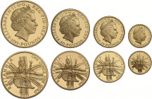 Elizabeth II (1952 -), gold 4-coin Britannia proof set, 2011, One Hundred Pounds, Fifty Pounds, Twenty Five Pounds, Ten Pounds, coins weighing One Oun...