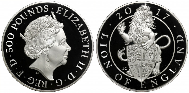 Elizabeth II (1952 -), silver proof Kilo of Five Hundred Pounds, 2017, struck as...