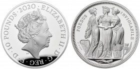 PF70 UCAM | Elizabeth II (1952 -), silver proof Ten Ounce of Ten Pounds, 2020, from the Great Engravers series commemorating the Three Graces Crown by...