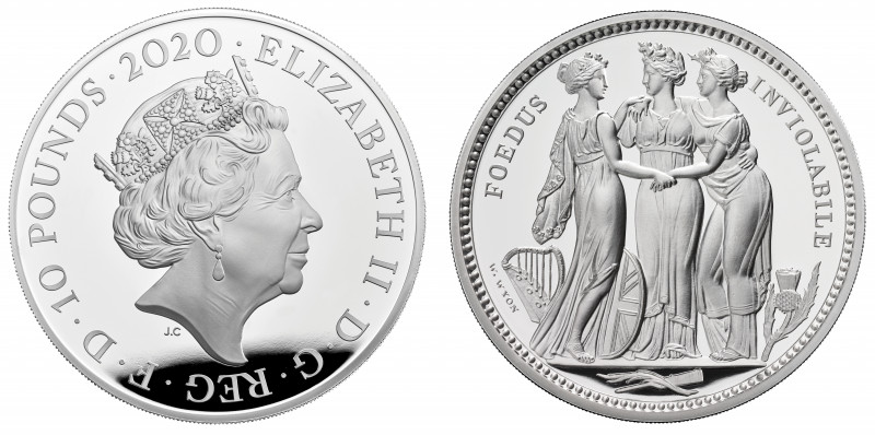 PF70 UCAM | Elizabeth II (1952 -), silver proof Five Ounce of Ten Pounds, 2020, ...