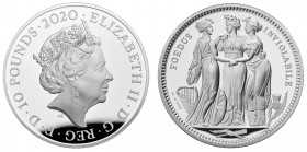 PF70 UCAM | Elizabeth II (1952 -), silver proof Five Ounce of Ten Pounds, 2020, from the Great Engravers series commemorating the Three Graces Crown b...