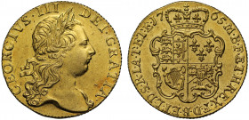 AU58 | George III (1760-1820), gold Guinea, 1765, third laureate head right, GEORGIVS. III. DEI. GRATIA., toothed border around rim both sides, rev. c...