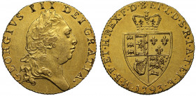 George III (1760-1820), gold Guinea, 1793, fifth laureate head right, GEORGIVS .III. DEI. GRATIA, rev. spade shaped crowned quartered shield of arms, ...