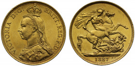 MS63 | Victoria (1837-1901), gold Two Pounds, 1887, Jubilee type crowned bust left, J.E.B. initials on truncation for engraver Joseph Edgar Boehm, leg...