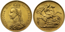 MS62 | Victoria (1837-1901), gold Two Pounds, 1887, Jubilee type crowned bust left, J.E.B. initials on truncation for engraver Joseph Edgar Boehm, leg...