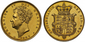 PF62 CAM | George IV (1820-30), gold proof Sovereign, 1825, first bare head left, date below neck, legend and toothed border surrounding., GEORGIUS IV...