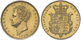 PR63 CAM | George IV (1820-30), gold proof Sovereign, 1826, second bare head left, date below neck, legend and toothed border surrounding, .GEORGIUS I...