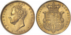 MS64 | George IV (1820-30), gold Sovereign, 1829, second bare head left, date below neck, legend and toothed border surrounding. GEORGIUS IV DEI GRATI...
