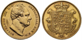 William IV (1830-37), gold Sovereign, 1832, second bare head right, nose points to second I in legend with flat top ear, W.W. incuse on truncation, GU...