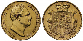 William IV (1830-37), gold Sovereign, 1835, second bare head right, nose points to second I in legend with flat top ear, W.W. incuse on truncation, GU...