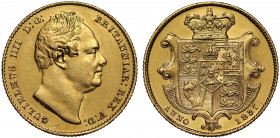 William IV (1830-37), gold Sovereign, 1837, second bare head right, W.W. incuse on truncation, GULIELMUS IIII D: G: BRITANNIAR: REX F: D:, toothed bor...