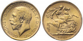 MS64 | George V (1910-36), gold Sovereign, 1915, bare head left, B.M. on truncation for Bertram Mackennal, GEORGIVS V D.G. BRITT: OMN: REX F.D. IND: I...