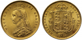 MS64 | Victoria (1837-1901), gold Half Sovereign, 1887, Jubilee type crowned bust left, J.E.B. initials on truncation for engraver Joseph Edgar Boehm,...