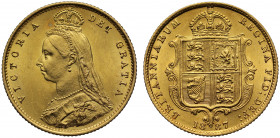 MS63 | Victoria (1837-1901), gold Half Sovereign, 1887, Jubilee type crowned bust left, J.E.B. initials on truncation for engraver Joseph Edgar Boehm,...