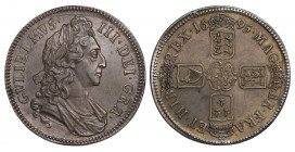 William III (1694-1702), silver pattern Crown of Five Shillings, 1695, first laureate and draped bust right, legend and outer toothed border surroundi...