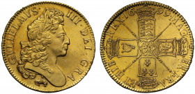 William III (1694-1702), gold Five Guineas, 1699, first laureate head right, elephant and castle below, legend and toothed border surrounding, GVLIELM...