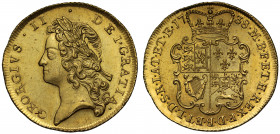 George II (1727-60), gold Two Guineas, 1738, young laureate head left, Latin legend and toothed border surrounding, GEORGIVS. II . DEI. GRATIA., GRA o...