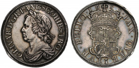 Oliver Cromwell (d.1658), silver Crown, dated 1658, struck c.1738 by Johan Sigismund Tanner, Chief Engraver at the Mint in the reign of George II, lau...