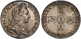 William III (1694-1702), silver Crown, 1695, first laureate and draped bust right, legend and toothed border surrounding, GVLIELMVS. III. DEI. GRA., r...