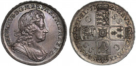 George I (1714-27), silver Crown, 1723, South Sea Company Issue, laureate and draped bust right, Latin legend and toothed border surrounding, GEORGIVS...