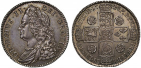 MS63 | George II (1727-60), silver Halfcrown, 1743, older laureate and draped bust left, Latin legend and toothed border surrounding, GEORGIVS. II. DE...