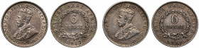 British West Africa, George V (1910-36), silver Sixpences (2), 1914 H, 1917 H (KM 11). Good very fine. (2)

Estimate: £ 50 - 70