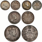 Canada, Edward VII (1901-10), silver 10-Cents, 1902 (2), (KM 10); silver 25-Cents, 1910 (KM 11a); silver 50-Cents, 1910, Edwardian leaves variety (KM ...