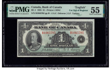 Error Cut off Register Canada Bank of Canada $1 1935 BC-1 PMG About Uncirculated 55. Minor stain present on this example.

HID09801242017

© 2020 Heri...