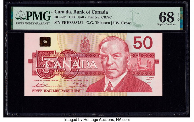 Canada Bank of Canada $50 1988 Pick 98a BC-59a PMG Superb Gem Unc 68 EPQ. 

HID0...